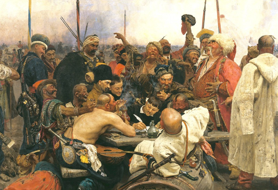 Reply of the Zaporozhian Cossacks to Sultan Mehmed IV Painting after Ilya Repin